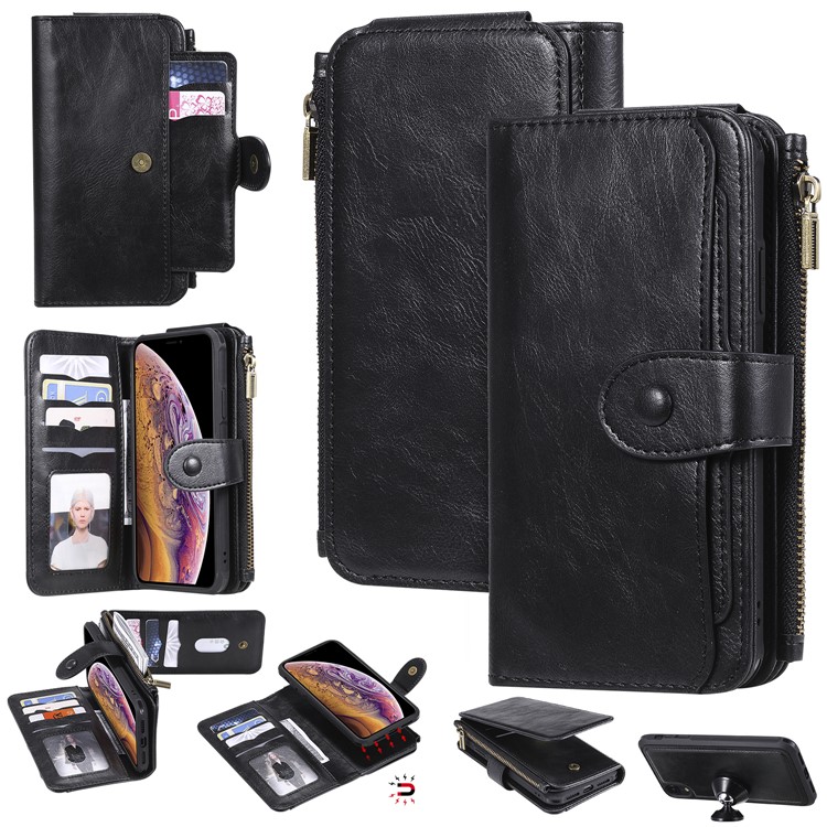 Multi-functional Retro Leather with WalletCell Case for iPhone XR 6.1 inch - Black-1