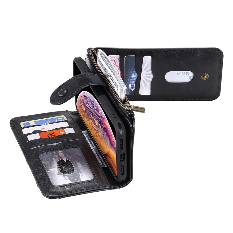 Multi-functional Retro Leather with Wallet Cell Case for iPhone XR 6.1 inch - Black-24