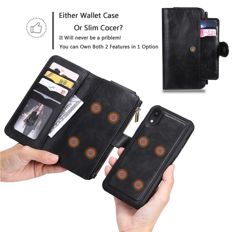 Multi-functional Retro Leather with WalletCell Case for iPhone XR 6.1 inch - Black-3