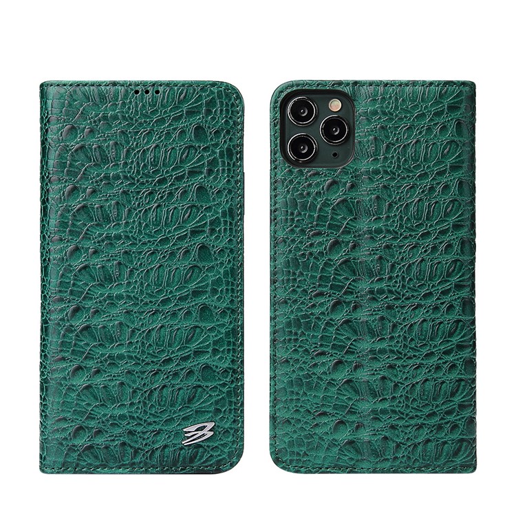 Crocodile Texture Cowhide Leather Wallet Phone Case for Apple iPhone 11 Pro Max 6.5 inch - Green-1