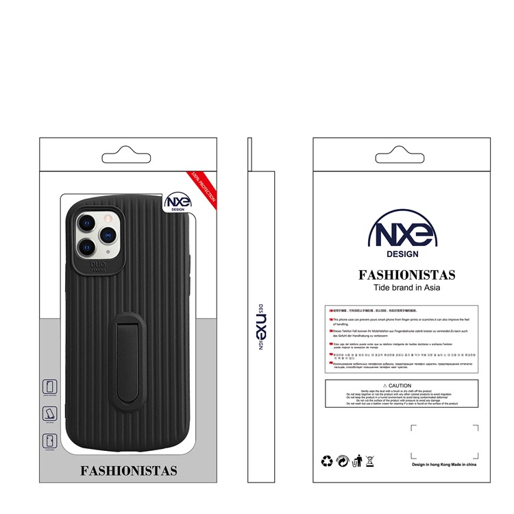 NXE Luggage Texture TPU Phone Back Case with Kickstand for iPhone 11 Pro Max 6.5-inch - Black-6