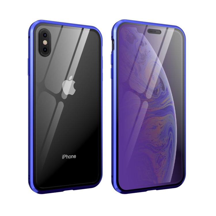 

Синяя Серия Черт Для Iphone Х / XS 5,8 Дюйма Металлической Рамы + Двухсторонней Закаленное Стекло Анти-Blue-Ray Оболочки - Синий, iPhone X