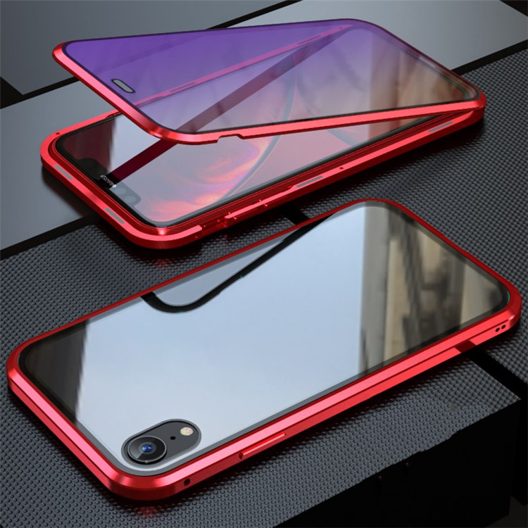

Для Iphone XR 6,1 Дюйма Синего Дьявола Серии Металлической Рамы + Двухсторонней Закаленное Стекло Анти-Blue-Ray Оболочки - Красный, iPhone XR 6.1 inch