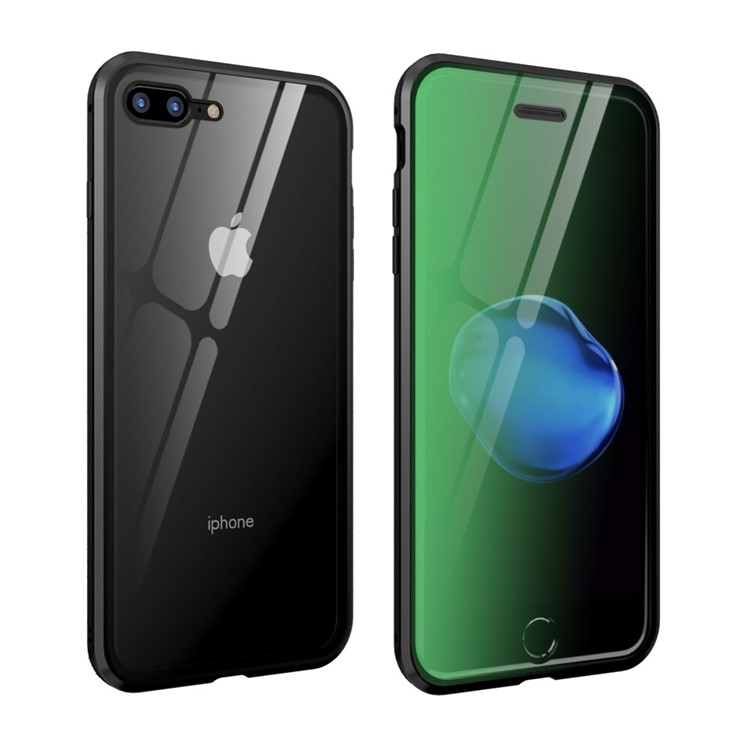 Vidrios Templados Diablo Serie De Protección De Ojo Verde + Caja Del Teléfono Marco De Metal Magnético Para El IPhone 8 Plus / 7 Además De 5,5 Pulgadas - Negro-1
