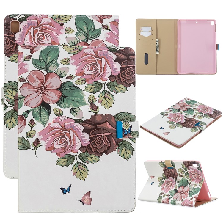 Printing PU Leather Wallet Tablet Cover for iPad Air (2013)/Air 2/Pro 9.7 inch (2016)/9.7-inch (2017)/9.7-inch (2018) - Pink Flower-1