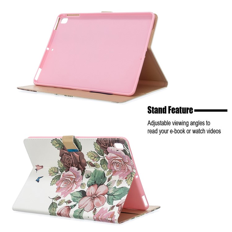Printing PU Leather Wallet Tablet Cover for iPad Air (2013)/Air 2/Pro 9.7 inch (2016)/9.7-inch (2017)/9.7-inch (2018) - Pink Flower-10