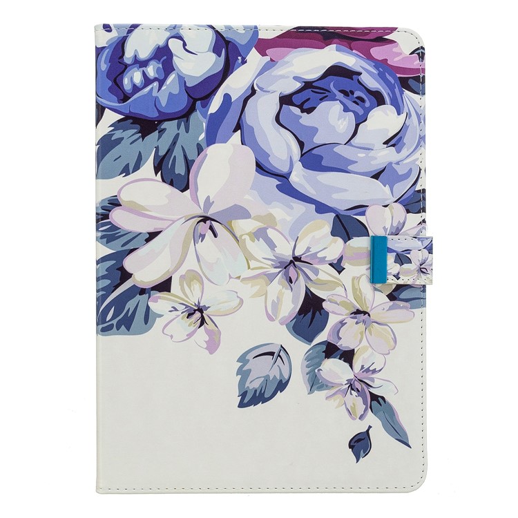 Printing PU Leather Wallet Tablet Cover for iPad Air (2013)/Air 2/Pro 9.7 inch (2016)/9.7-inch (2017)/9.7-inch (2018) - Blue Flower-2