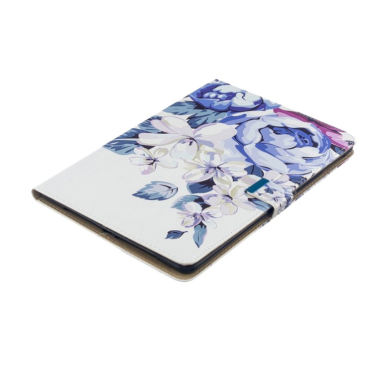 Printing PU Leather Wallet Tablet Cover for iPad Air (2013)/Air 2/Pro 9.7 inch (2016)/9.7-inch (2017)/9.7-inch (2018) - Blue Flower-6