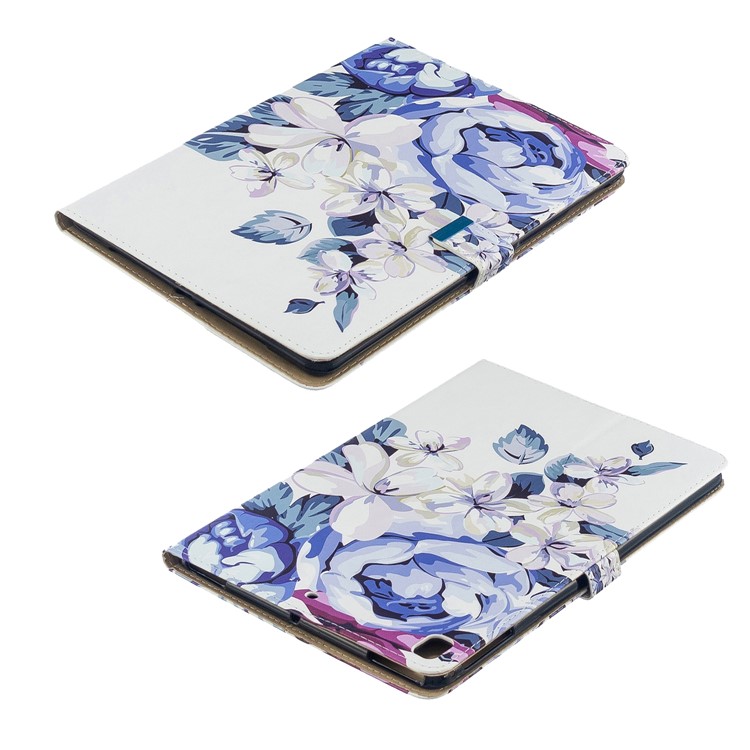 Printing PU Leather Wallet Tablet Cover for iPad Air (2013)/Air 2/Pro 9.7 inch (2016)/9.7-inch (2017)/9.7-inch (2018) - Blue Flower-8