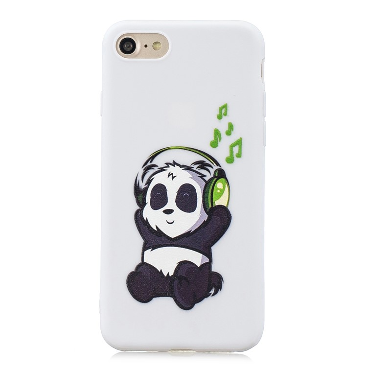 Pattern Printing Soft TPU Phone Case with Silicone Strap for iPhone SE 2nd Gen (2020)/7/8 4.7-inch - White/Panda-2