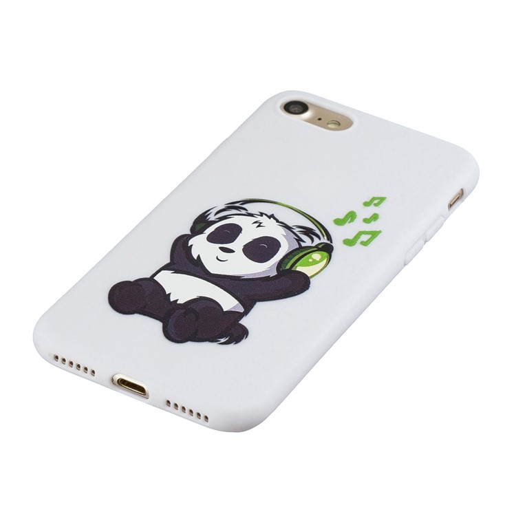 Pattern Printing Soft TPU Phone Case with Silicone Strap for iPhone SE 2nd Gen (2020)/7/8 4.7-inch - White/Panda-3