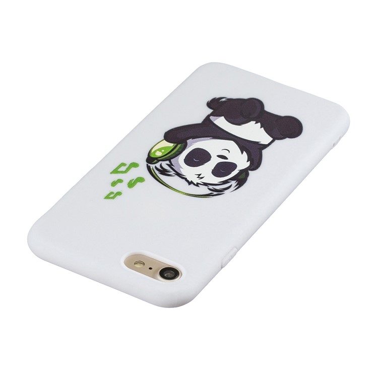 Pattern Printing Soft TPU Phone Case with Silicone Strap for iPhone SE 2nd Gen (2020)/7/8 4.7-inch - White/Panda-4