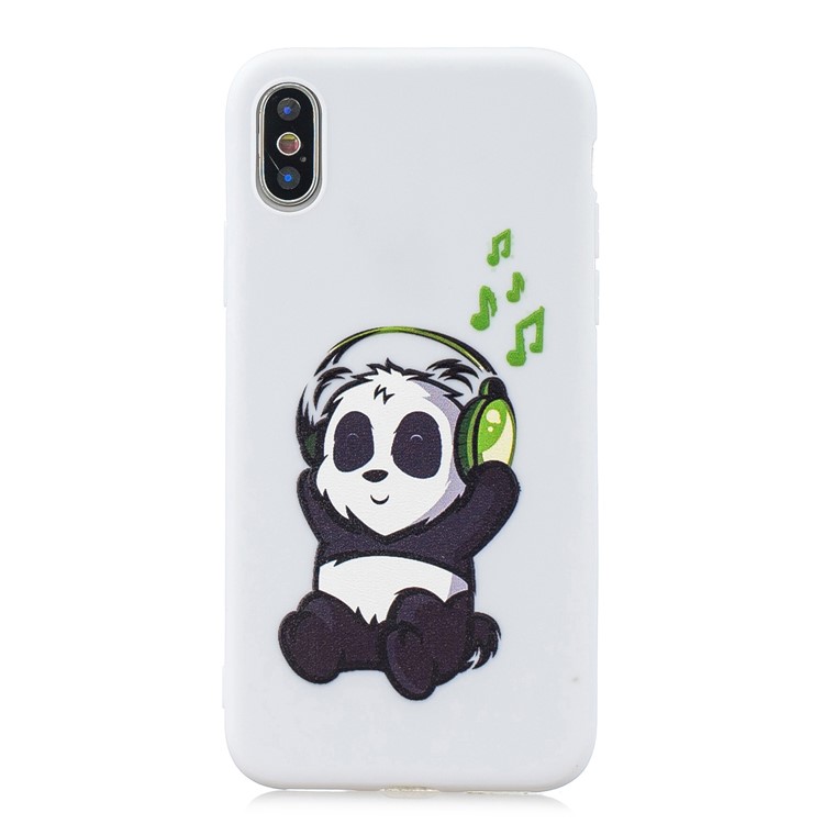 Pattern Printing Soft TPU Case + Silicone Strap for iPhone XS Max 6.5 inch - Panda Listening Music-2