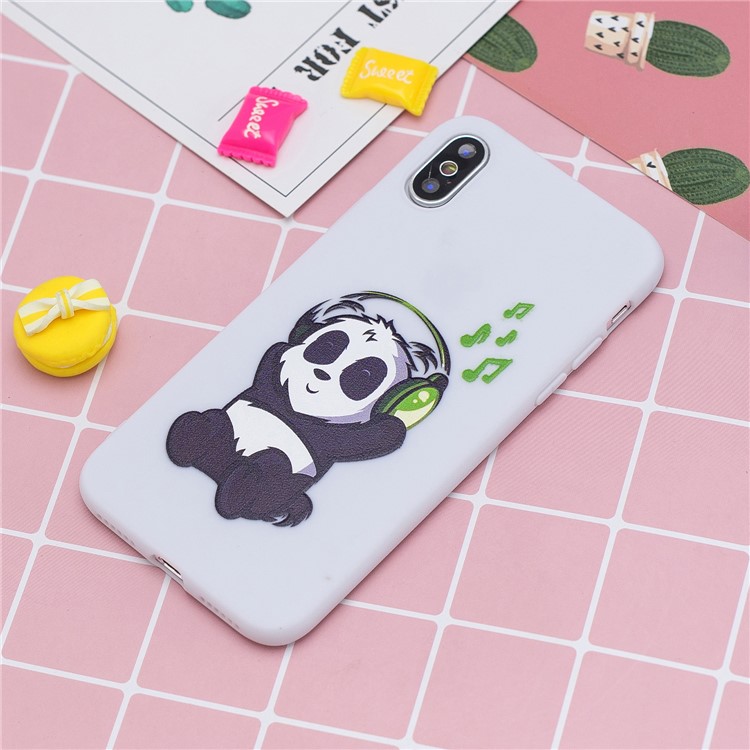 Pattern Printing Soft TPU Case + Silicone Strap for iPhone XS Max 6.5 inch - Panda Listening Music-6