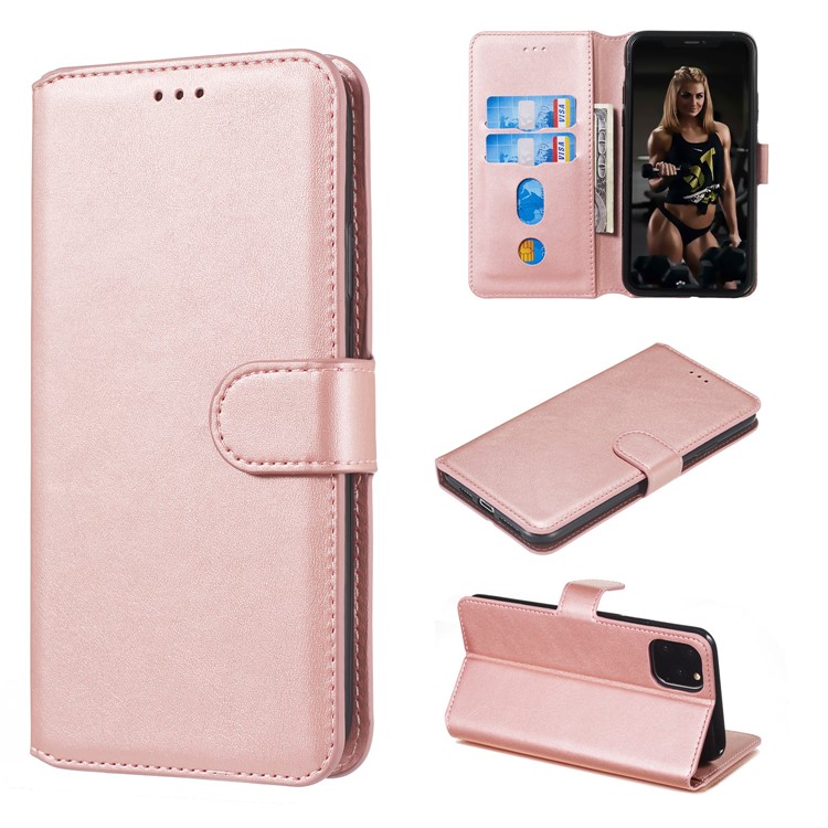 Magentic Leather Stand Case for iPhone 11 Pro Max 6.5 inch - Rose Gold