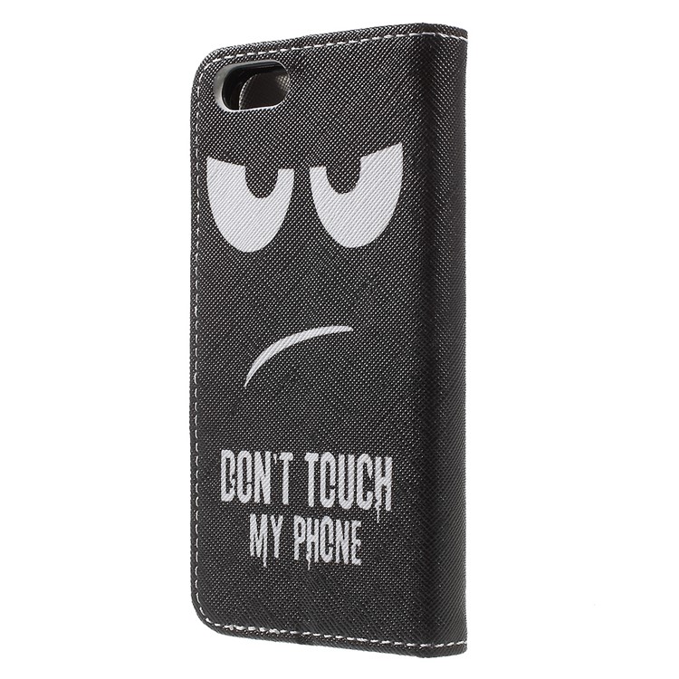 Leather Case Stand Card Holder for iPhone SE/5s/5 - Do Not Touch My Phone-2