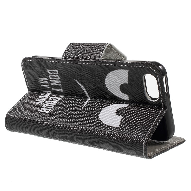 Leather Case Stand Card Holder for iPhone SE/5s/5 - Do Not Touch My Phone-3