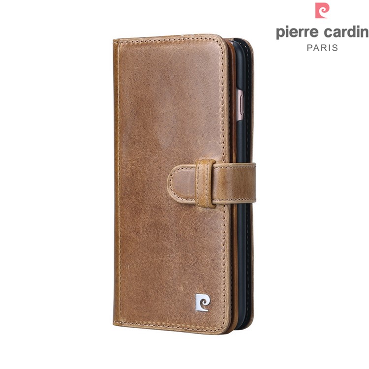 PIERRE CARDIN Натуральная Кожа Крышка Телефона С 10 Слотами Карт Для Apple Iphone 11 Pro 5,8 Дюйма - Коричневый-2