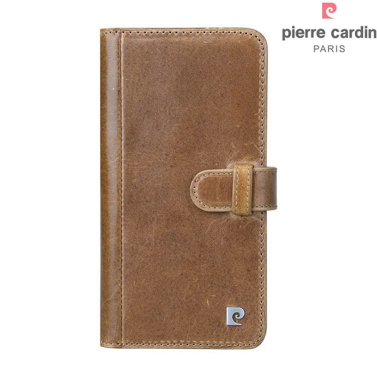 PIERRE CARDIN Натуральная Кожа Крышка Телефона С 10 Слотами Карт Для Apple Iphone 11 Pro 5,8 Дюйма - Коричневый-3