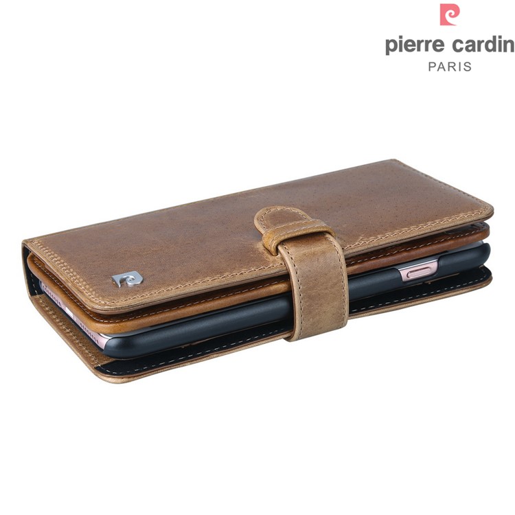 PIERRE CARDIN Натуральная Кожа Крышка Телефона С 10 Слотами Карт Для Apple Iphone 11 Pro 5,8 Дюйма - Коричневый-5