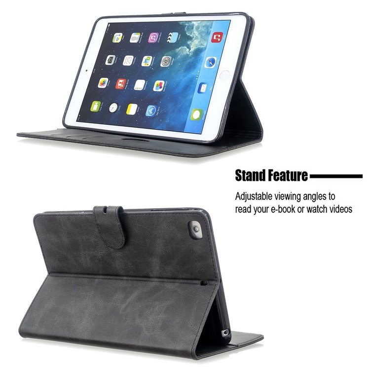 Auto Wake Sleep Stand Smart Leather Tablet Cover Casing for Apple iPad mini 1/2/3/4/(2019) 7.9 inch - Black-9