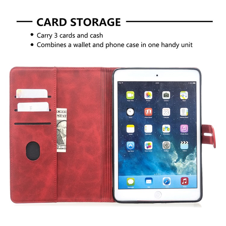 Auto Wake Sleep Stand Smart Leather Tablet Cover Casing for Apple iPad mini 1/2/3/4/(2019) 7.9 inch - Red-10