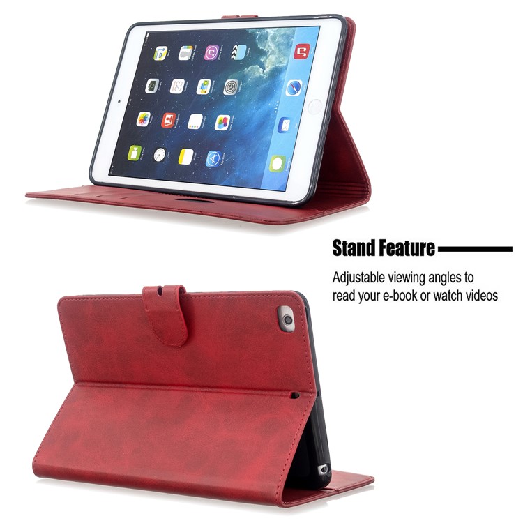 Auto Wake Sleep Stand Smart Leather Tablet Cover Casing for Apple iPad mini 1/2/3/4/(2019) 7.9 inch - Red-9