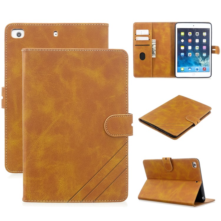 Auto Wake Sleep Stand Smart Leather Tablet Cover Casing for Apple iPad mini 1/2/3/4/(2019) 7.9 inch - Yellow-1
