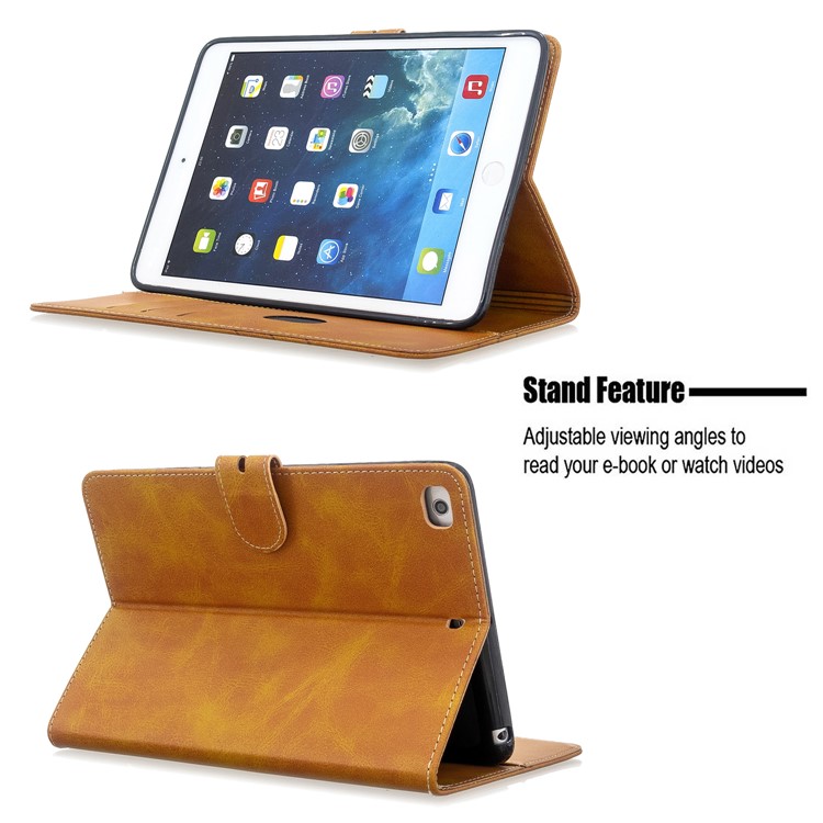Auto Wake Sleep Stand Smart Leather Tablet Cover Casing for Apple iPad mini 1/2/3/4/(2019) 7.9 inch - Yellow-9