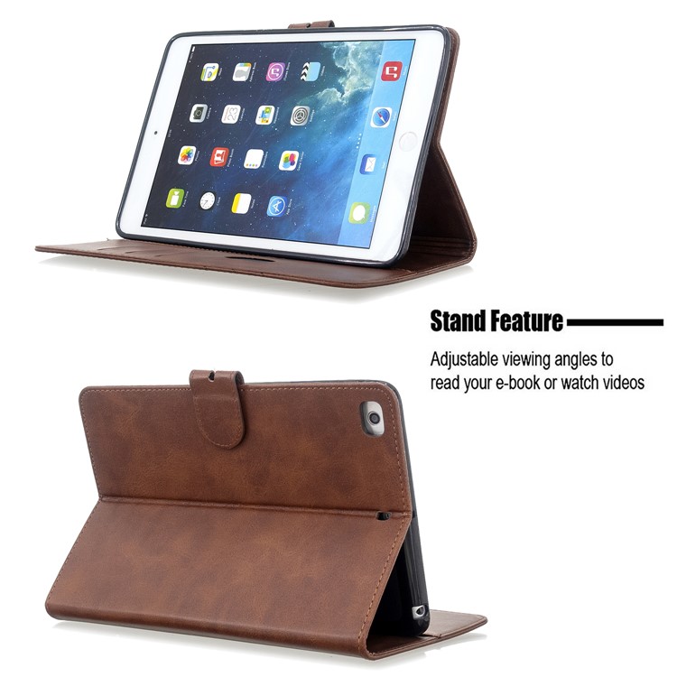 Auto Wake Sleep Stand Smart Leather Tablet Cover Casing for Apple iPad mini 1/2/3/4/(2019) 7.9 inch - Brown-9