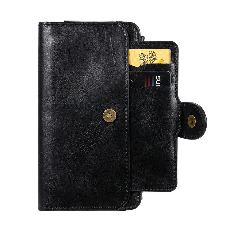 Multi-functional Retro Leather Wallet Case for iPhone XS/X 5.8 inch - Black-13