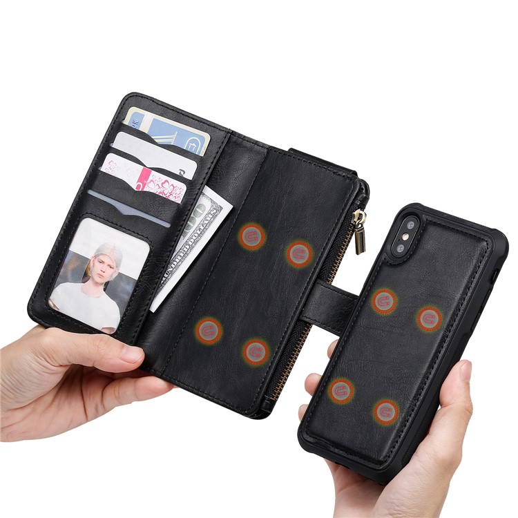 Multi-functional Retro Leather Wallet Case for iPhone XS/X 5.8 inch - Black-30