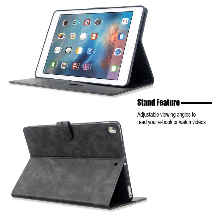 Auto Wake Sleep Leather Stand Tablet Cover for Apple iPad 9.7-inch (2018)/(2017) / iPad Pro 9.7 inch (2016)/ iPad Air/Air 2 - Black-9