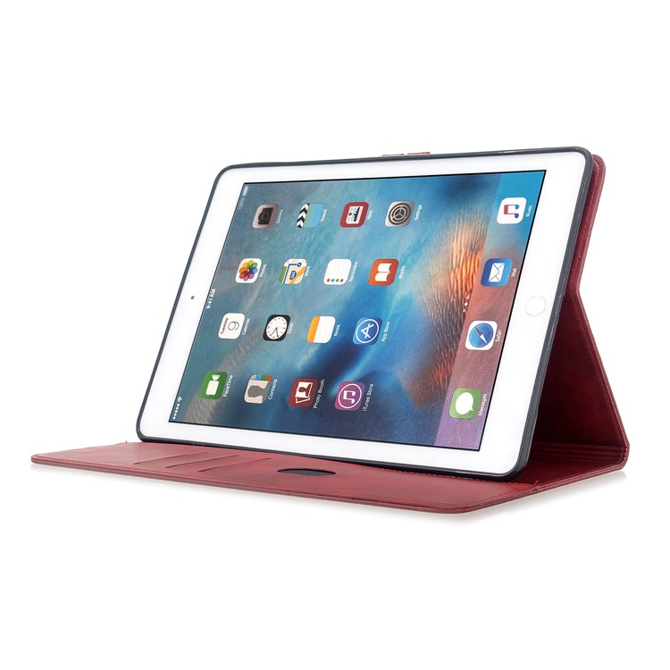 Auto Wake Sleep Leather Stand Tablet Cover for Apple iPad 9.7-inch (2018)/(2017) / iPad Pro 9.7 inch (2016)/ iPad Air/Air 2 - Red-5