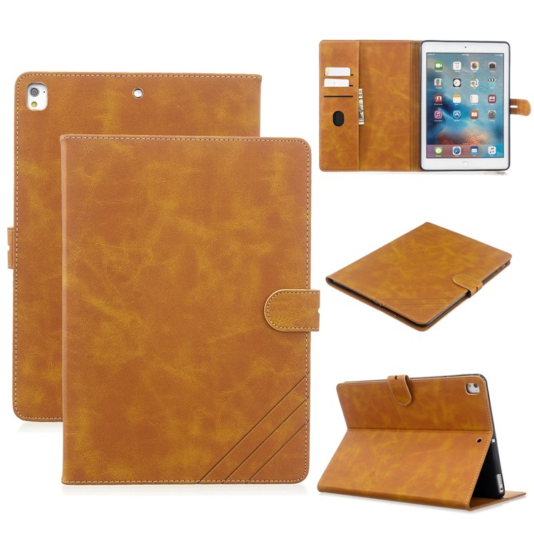 Auto Wake Sleep Leather Stand Tablet Cover for Apple iPad 9.7-inch (2018)/(2017) / iPad Pro 9.7 inch (2016)/ iPad Air/Air 2 - Yellow-1