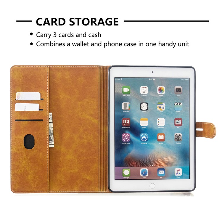 Auto Wake Sleep Leather Stand Tablet Cover for Apple iPad 9.7-inch (2018)/(2017) / iPad Pro 9.7 inch (2016)/ iPad Air/Air 2 - Yellow-10