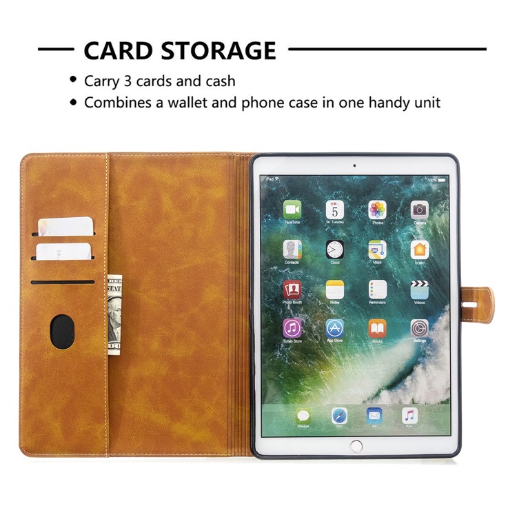 Auto Wake Sleep Leather Stand Tablet Case for iPad 10.2 (2019)/iPad Air 10.5 inch (2019)/iPad Pro 10.5-inch (2017) - Yellow-10