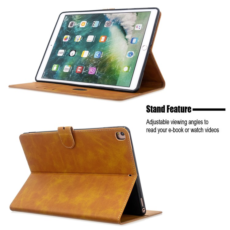 Auto Wake Sleep Leather Stand Tablet Case for iPad 10.2 (2019)/iPad Air 10.5 inch (2019)/iPad Pro 10.5-inch (2017) - Yellow-9