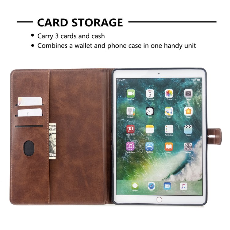 Auto Wake Sleep Leather Stand Tablet Case for iPad 10.2 (2019)/iPad Air 10.5 inch (2019)/iPad Pro 10.5-inch (2017) - Brown-10