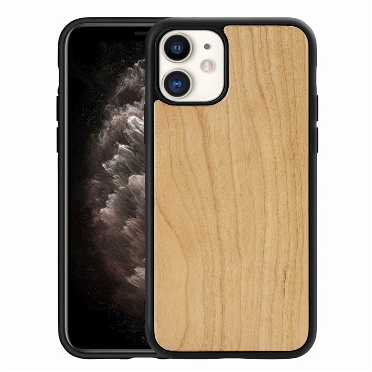 Solid Wood Surface TPU Back Case for iPhone 11 6.1 inch - Cherry