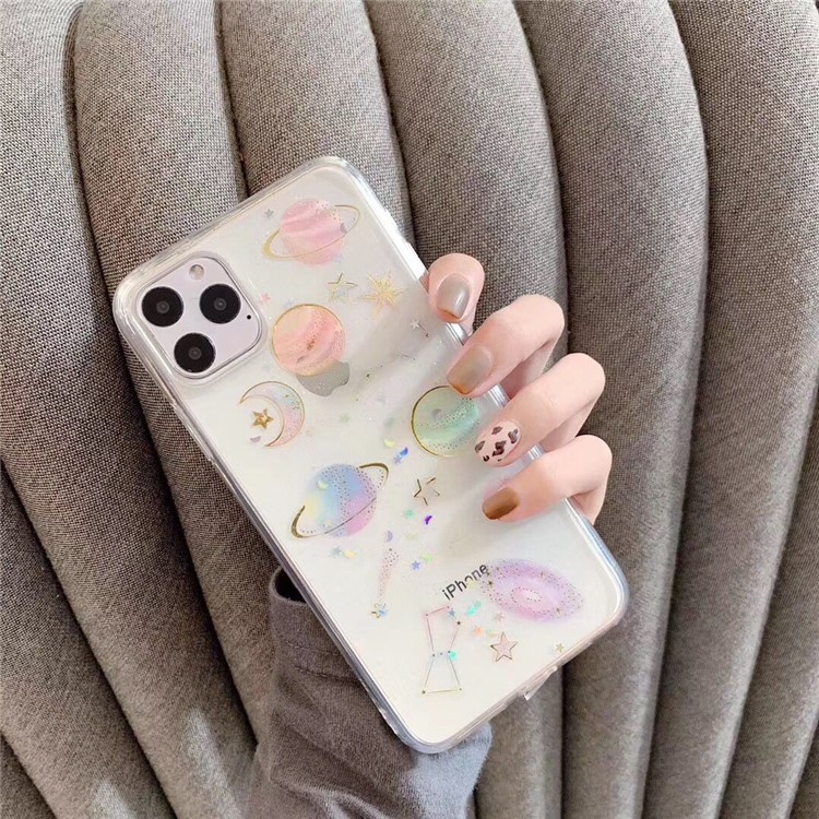 Planets Pattern Epoxy TPU Back Phone Case for iPhone 11 Pro 5.8 inch - Transparent-2