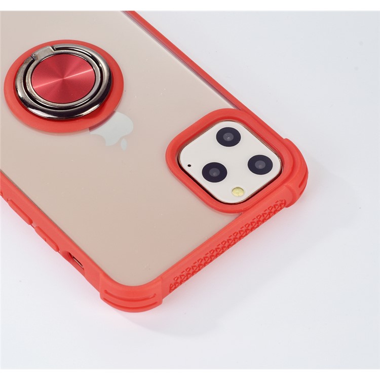 Drop-resistant Anti-slip TPU+Acrylic Phone Case with Phone Ring Holder for iPhone 11 Pro 5.8-inch - Red-2