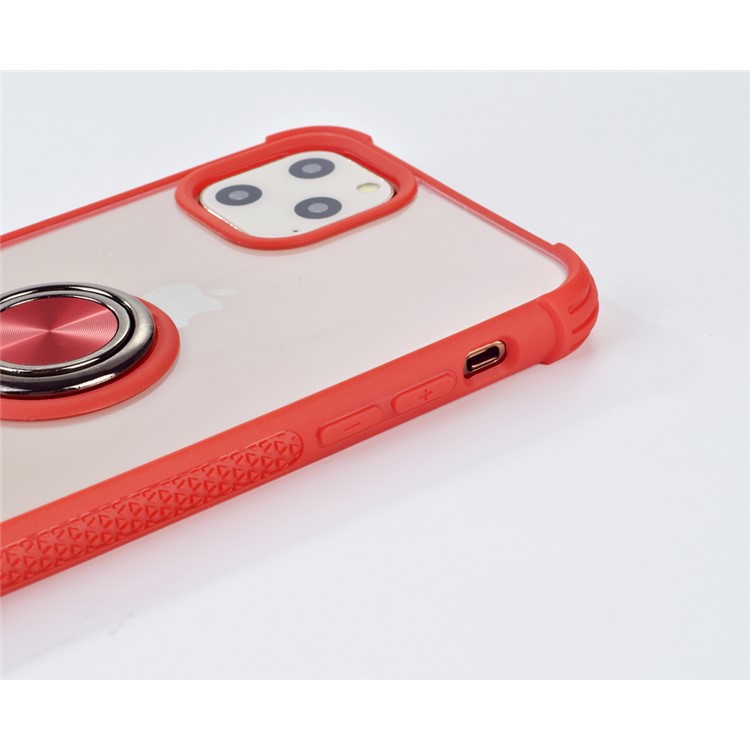 Drop-resistant Anti-slip TPU+Acrylic Phone Case with Phone Ring Holder for iPhone 11 Pro 5.8-inch - Red-3