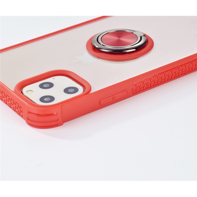 Drop-resistant Anti-slip TPU+Acrylic Phone Case with Phone Ring Holder for iPhone 11 Pro 5.8-inch - Red-5