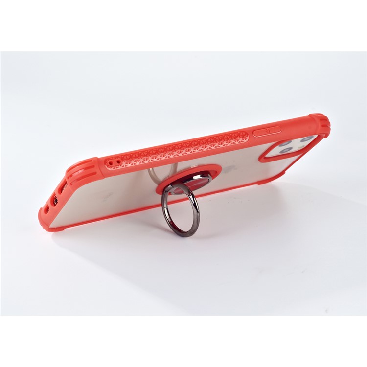 Drop-resistant Anti-slip TPU+Acrylic Phone Case with Phone Ring Holder for iPhone 11 Pro 5.8-inch - Red-6