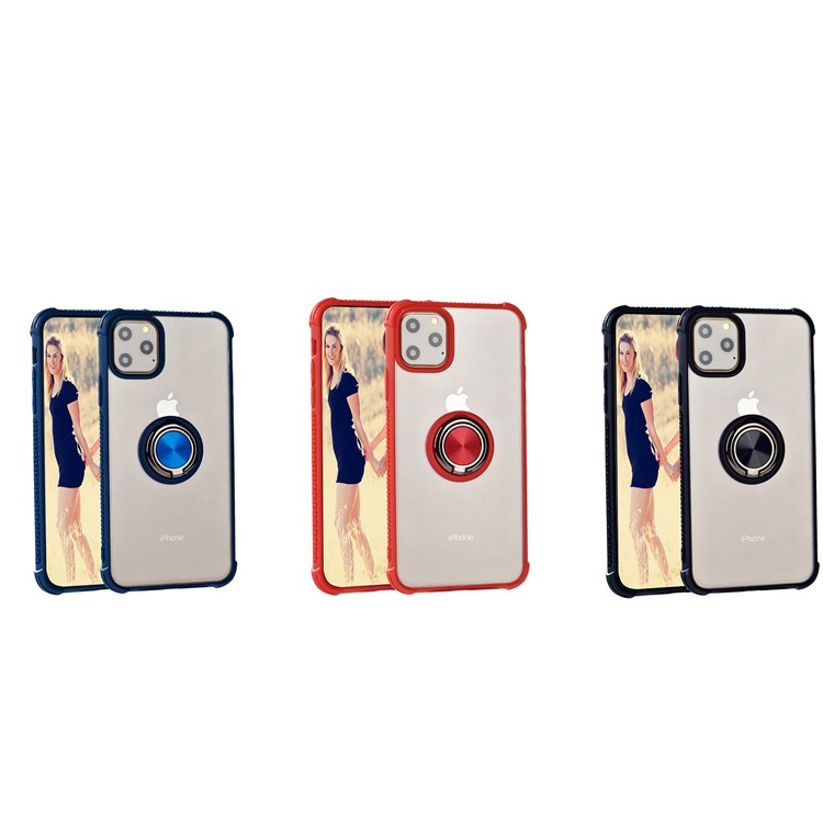 Drop-resistant Anti-slip TPU+Acrylic Phone Case with Phone Ring Holder for iPhone 11 Pro 5.8-inch - Blue-2