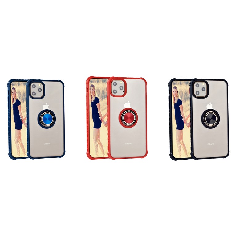 Drop-resistant Anti-slip TPU+Acrylic Phone Cover Case with Phone Ring Holder for iPhone 11 Pro Max 6.5-inch - Black-2