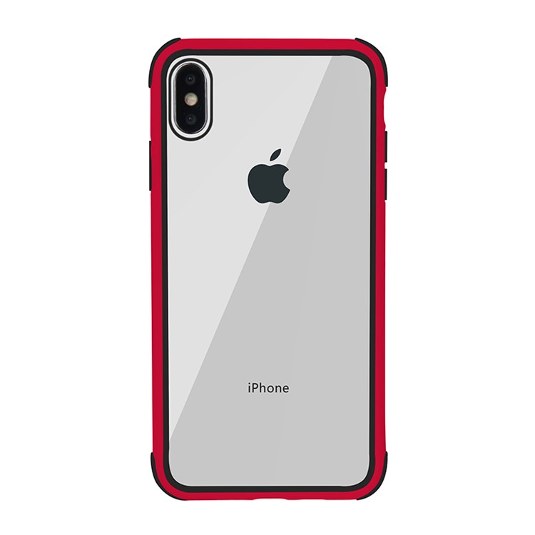 Drop-resistant Anti-slip TPU+Acrylic+Silicone Phone Case for iPhone XS / X - Red+Black-2