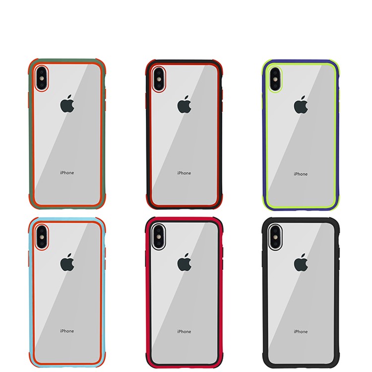 Drop-resistant Anti-slip TPU+Acrylic+Silicone Phone Case for iPhone XS / X - Red+Black-3