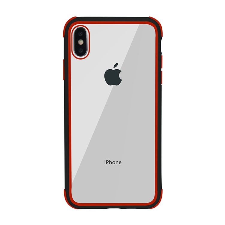 Drop-resistant Anti-slip TPU+Acrylic+Silicone Phone Case for iPhone XS / X - Black+Red-2